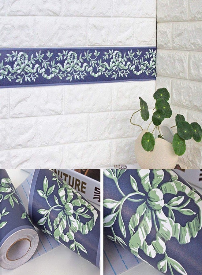 UPREDO Royal Blue Floral Wall Border Peel and Stick Ceiling Border Wallpaper Vinyl Waterproof Decoration Decal Sticker,4.2inch by 390inch - Image 4