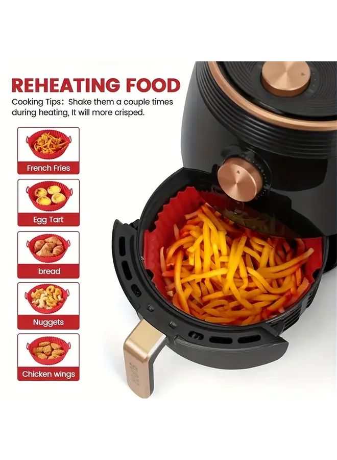 Premium 6 Piece Air Fryer Accessory Set Non Stick Red Blue Silicone Mats Liners - Image 4