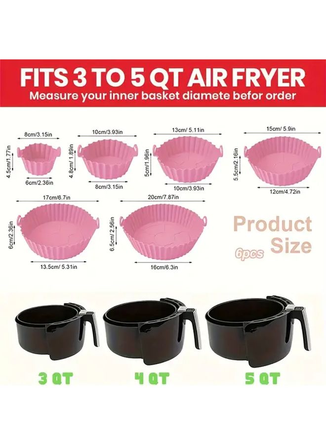 Premium 6 Piece Air Fryer Accessory Set Non Stick Red Blue Silicone Mats Liners - Image 2