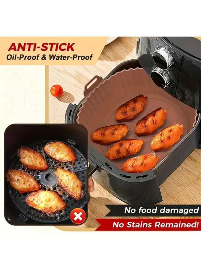 Premium 6 Piece Air Fryer Accessory Set Non Stick Red Blue Silicone Mats Liners - Image 3