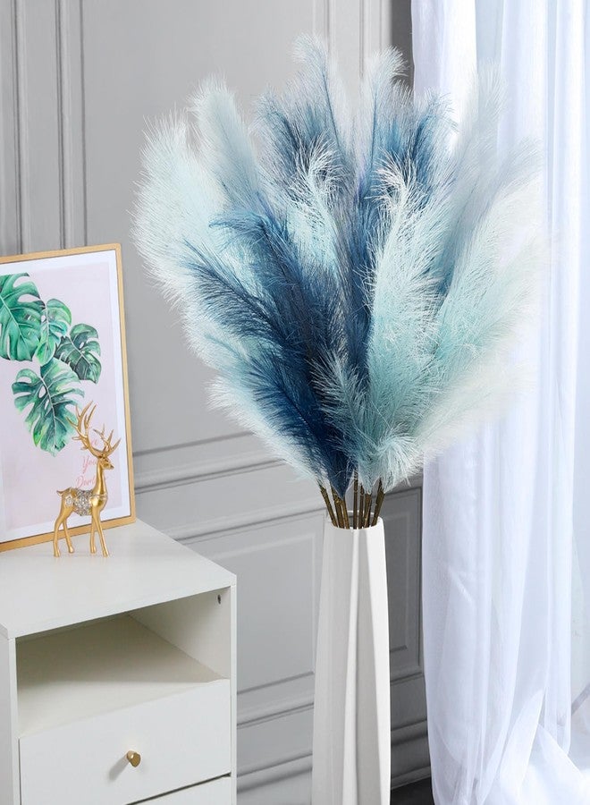 KALYLOC 9Pcs 3FT Colorful Faux Pampas Grass for Boho Decor, KALYLOC Non-Shedding Fluffy Artificial Bulrush, Tall Reed Fluffy Stems Vase Filler Living Room Wedding Decoration (Light Blue)… - Image 4