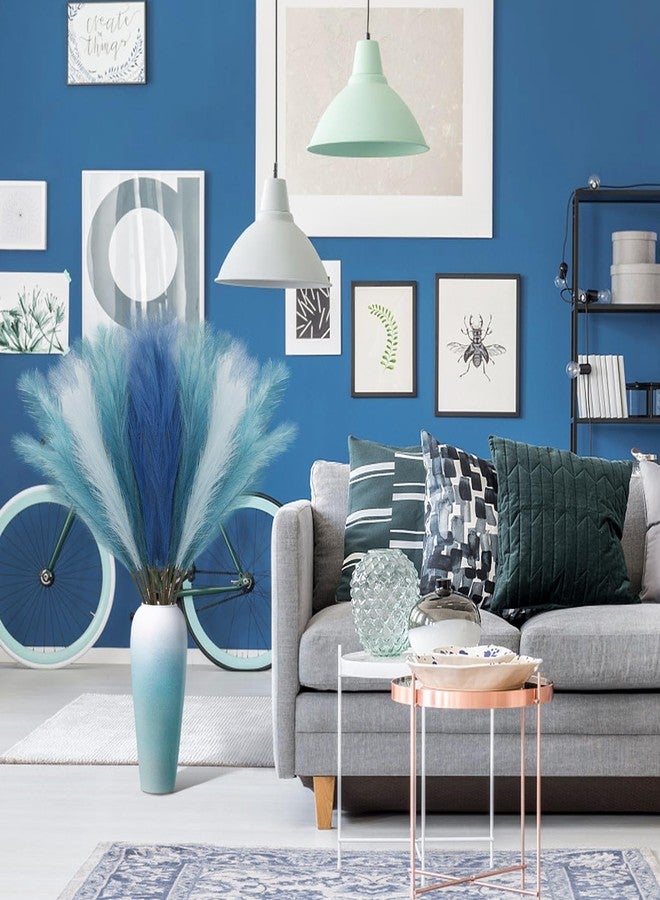 KALYLOC 9Pcs 3FT Colorful Faux Pampas Grass for Boho Decor, KALYLOC Non-Shedding Fluffy Artificial Bulrush, Tall Reed Fluffy Stems Vase Filler Living Room Wedding Decoration (Light Blue)… - Image 5