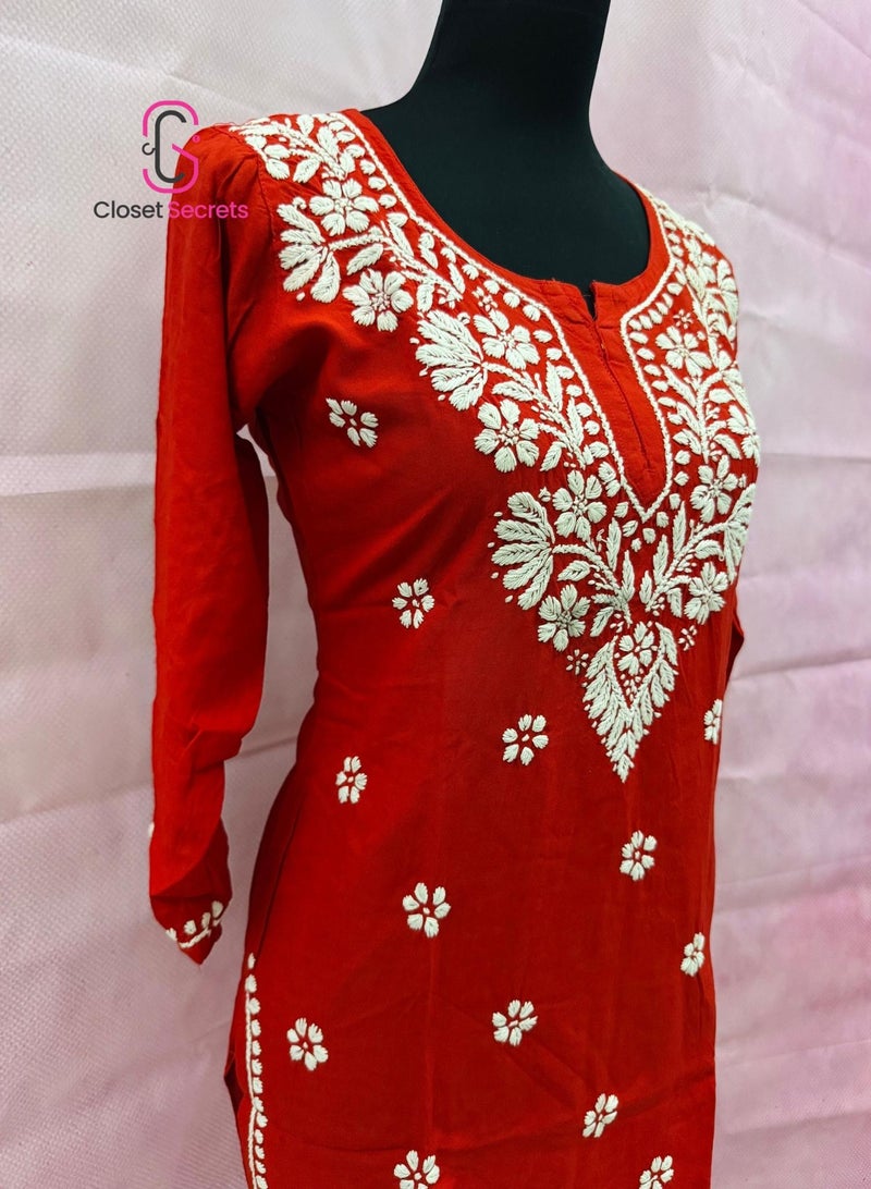Closet Secrets Handmade Cotton Chikankari Short Kurti  - Image 3