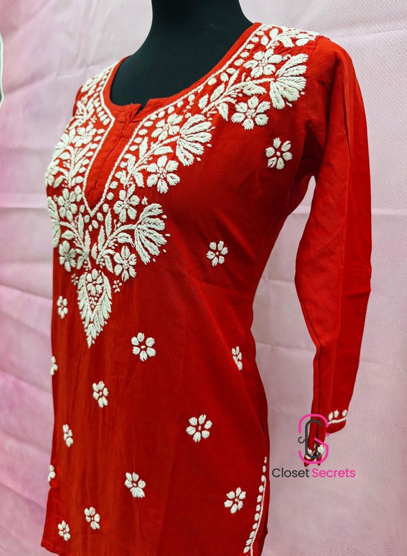 Closet Secrets Handmade Cotton Chikankari Short Kurti  - Image 2