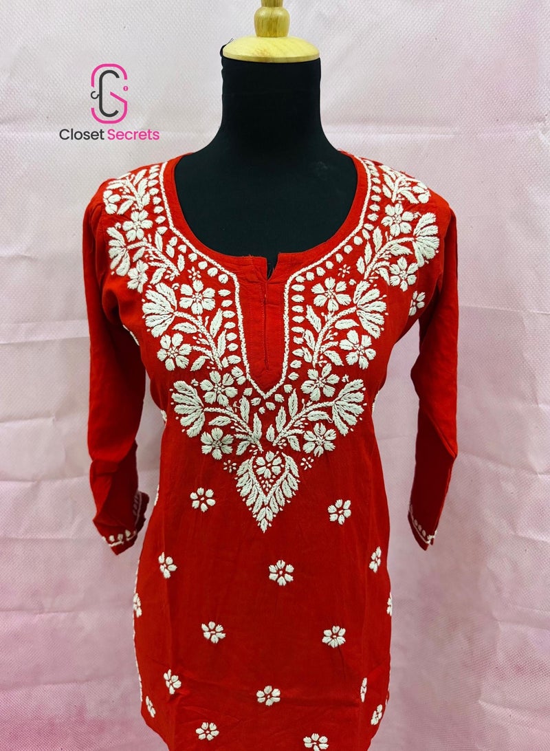 Closet Secrets Handmade Cotton Chikankari Short Kurti  - Image 4
