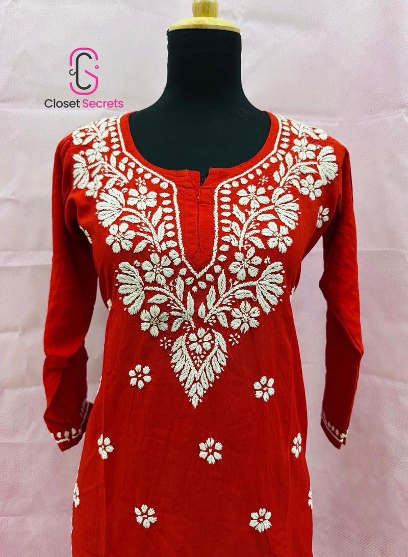 Closet Secrets Handmade Cotton Chikankari Short Kurti  - Image 5