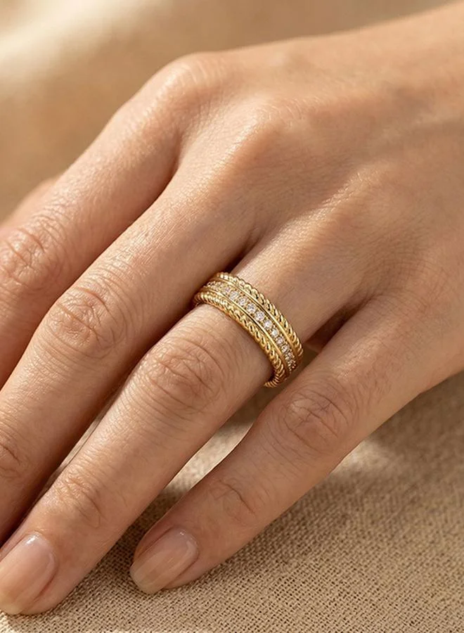 Take Two Golden Rope Textured Zircon Ring