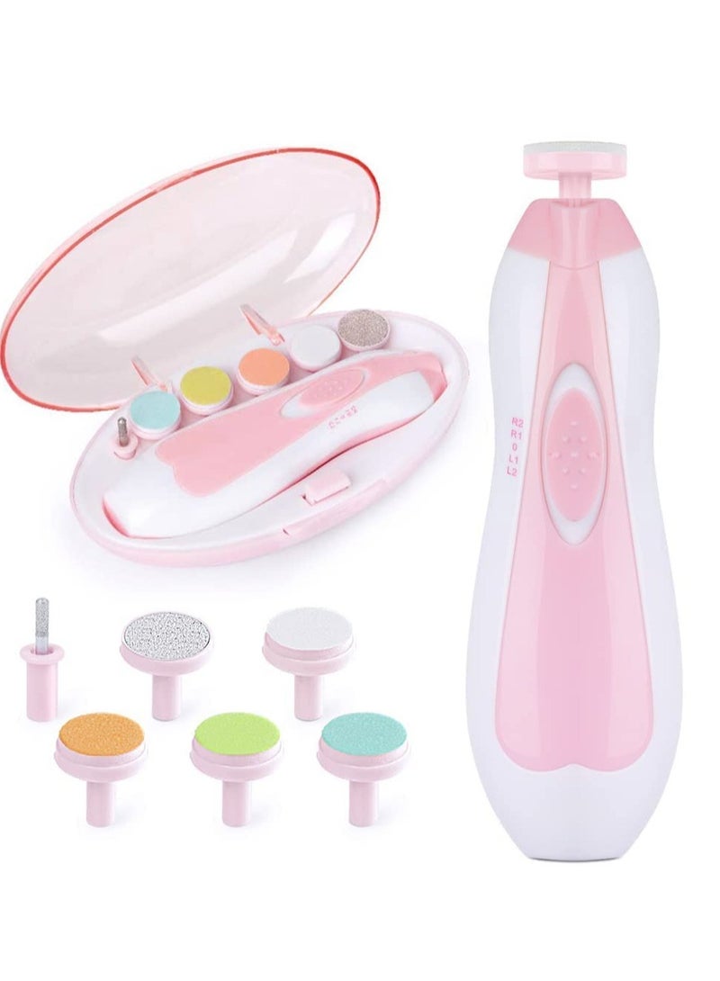 مقص أظافر كهربائي ممتاز للأطفال، مقص أظافر آمن للأطفال، مجموعة مانيكير، مجموعة تشذيب الأظافر لحديثي الولادة أو الأطفال الصغار أو البالغين، وردي - Image 1