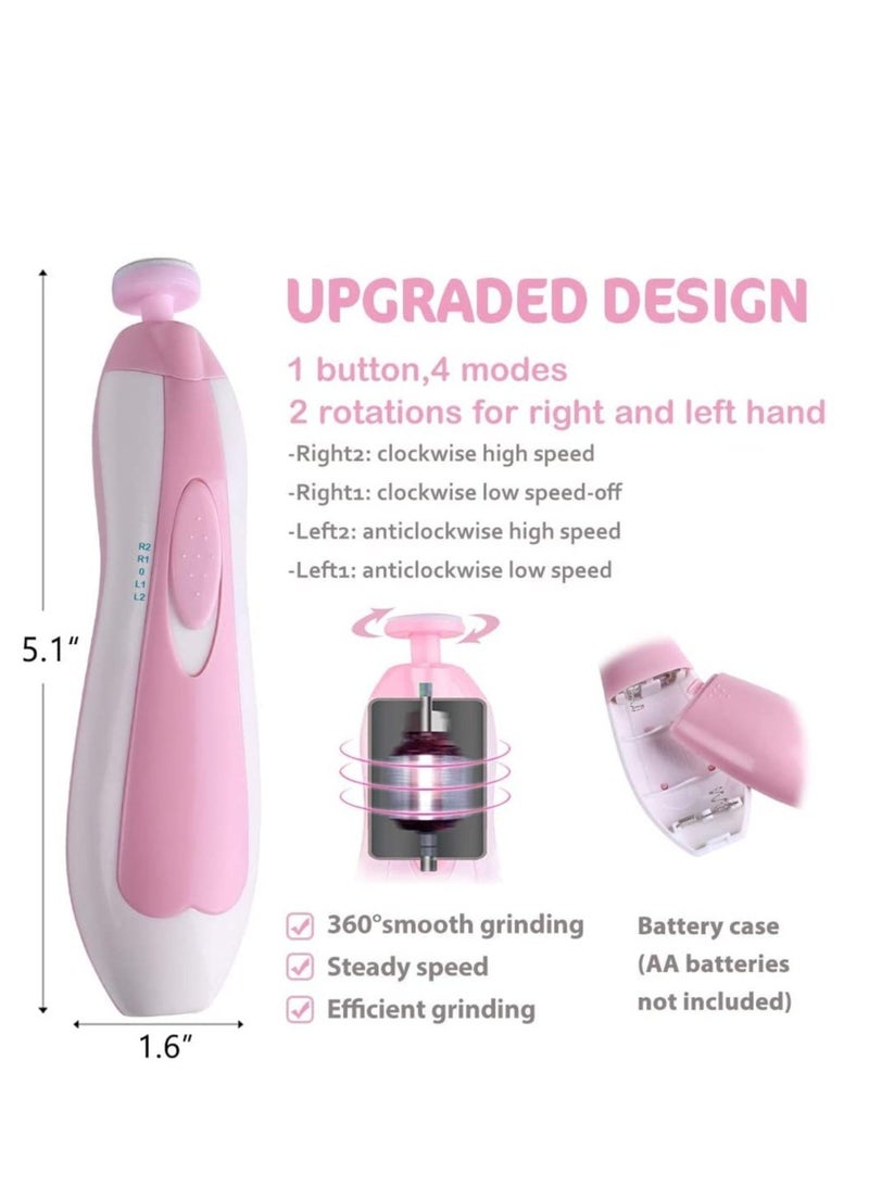 مقص أظافر كهربائي ممتاز للأطفال، مقص أظافر آمن للأطفال، مجموعة مانيكير، مجموعة تشذيب الأظافر لحديثي الولادة أو الأطفال الصغار أو البالغين، وردي - Image 2