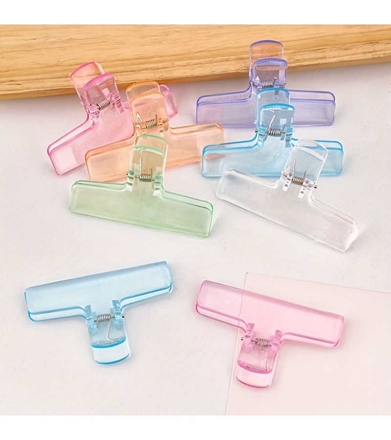 Blue Acrylic Bag Clips 3 Pack Wide Mouth Multifunction Paper Clips Home Office File Document Storage - Image 1