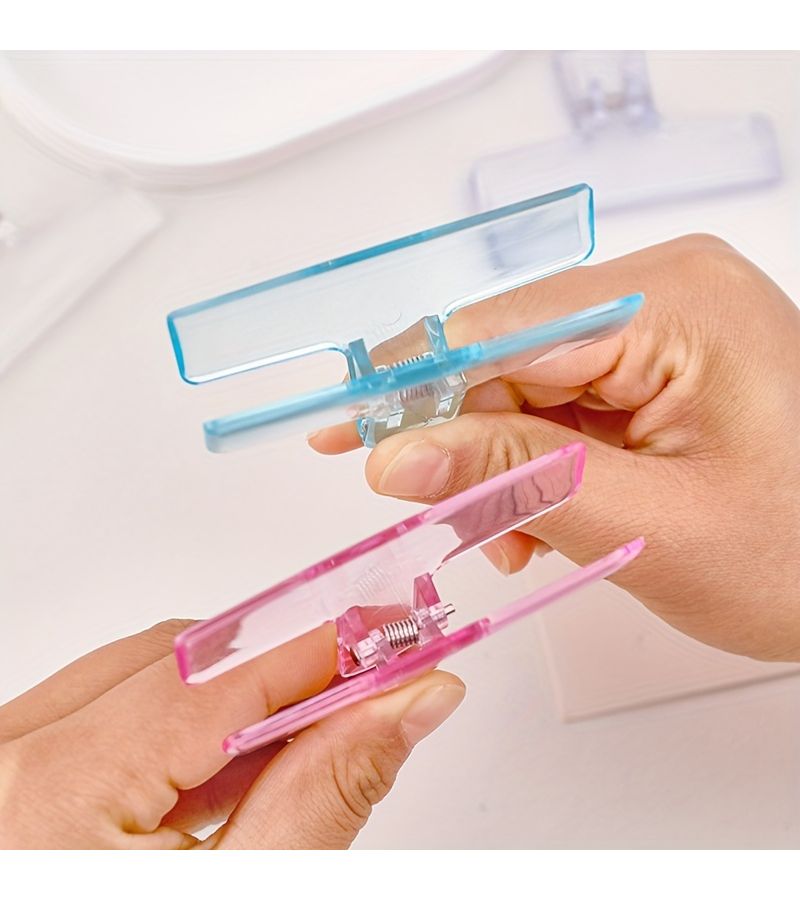Blue Acrylic Bag Clips 3 Pack Wide Mouth Multifunction Paper Clips Home Office File Document Storage - Image 4