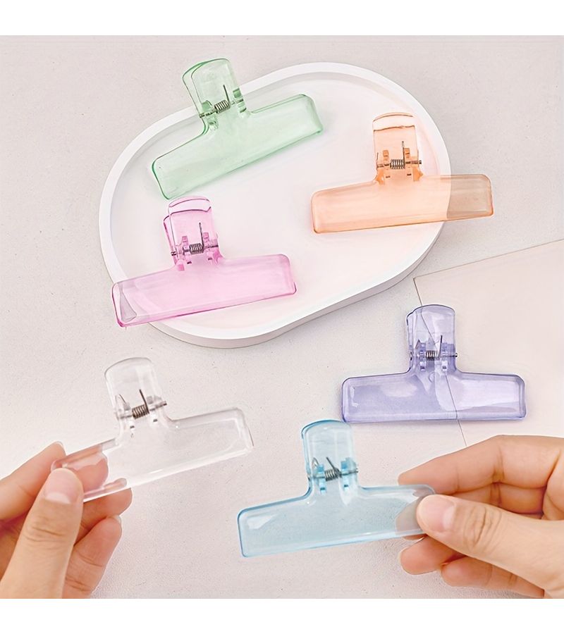 Blue Acrylic Bag Clips 3 Pack Wide Mouth Multifunction Paper Clips Home Office File Document Storage - Image 3