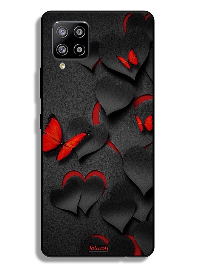Tolwak Samsung Galaxy A42 5G Protective Case Cover Hearts And Butterflies Pattern - Image 1