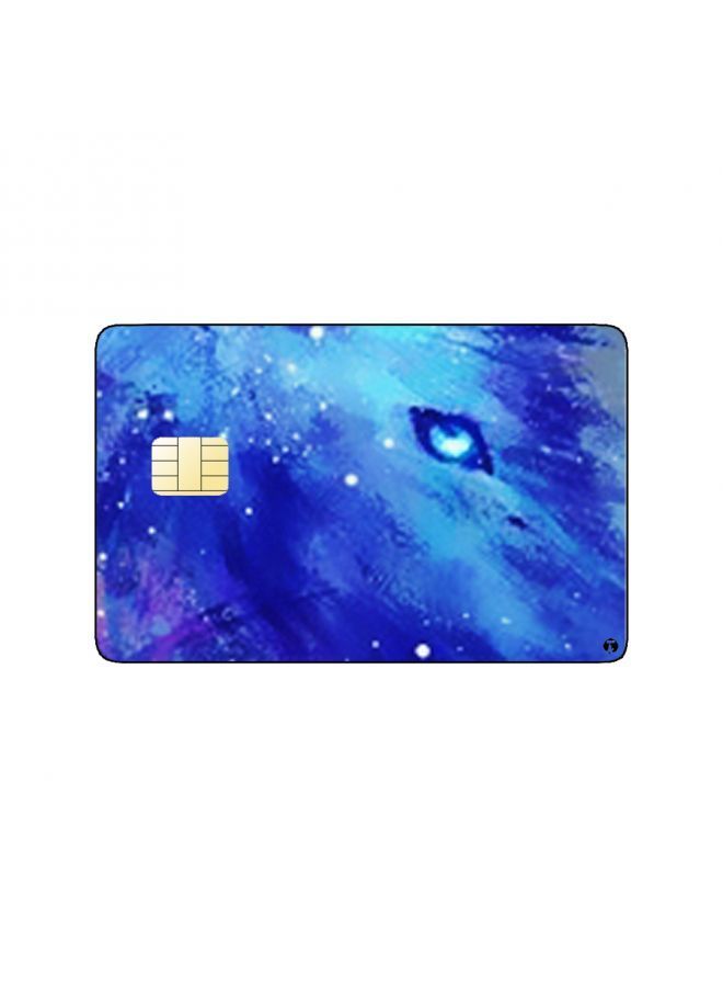 RKN PRINTED BANK CARD STICKER Aesthetic Blue Wolf Drawing - Image 2