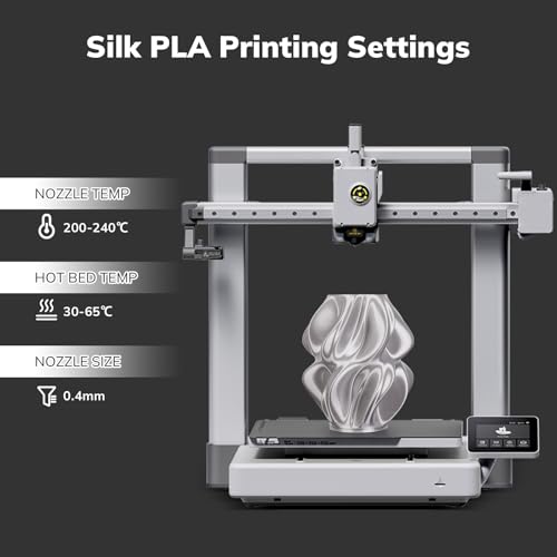 AMOLEN Silver Silk PLA Filament Shiny 3D Printer Filament 1.75mm +/- 0.02mm for 3D Printing 1kg(2.2lbs)/Spool Compatible with Most FDM Printer - Image 3