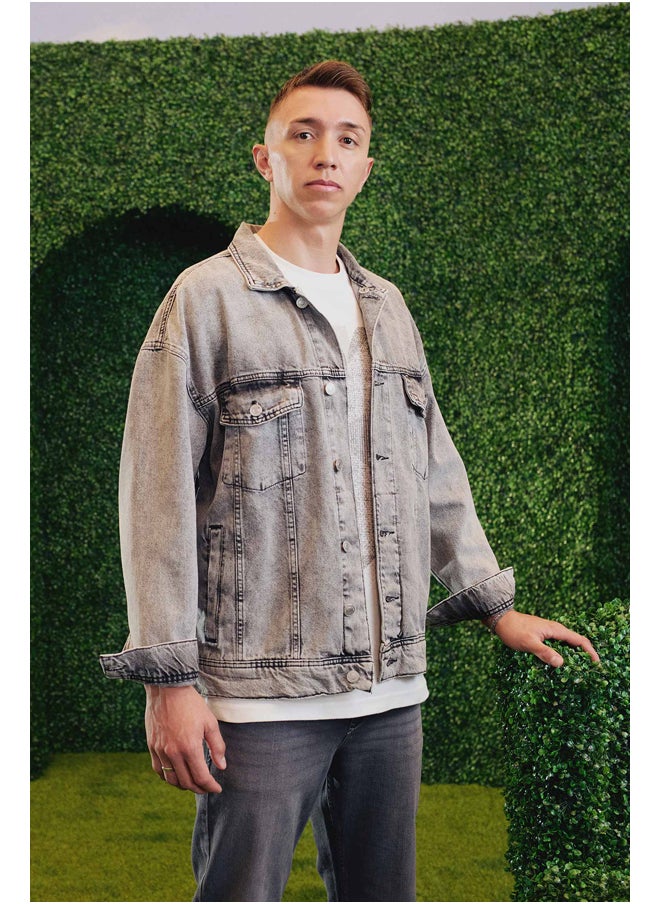 DeFacto - Man Oversize Fit Hooded Long Sleeve Denim Jacket - Image 1
