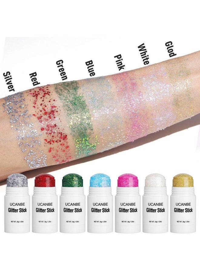 Ucanbe UCANBE White Body Glitter Stick for Singer Concerts Music Festivals, Face Glitter Makeup for Face Body Hair Eyes & Lips, Chunky Glitter Sparkling Mermaid Sequins for Women 1.2OZ  - Image 5