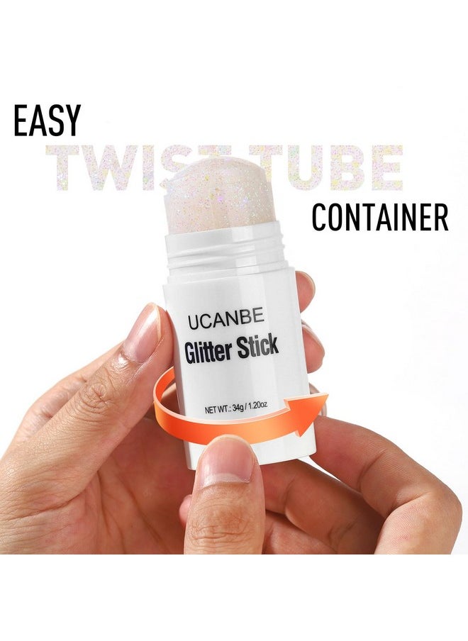Ucanbe UCANBE White Body Glitter Stick for Singer Concerts Music Festivals, Face Glitter Makeup for Face Body Hair Eyes & Lips, Chunky Glitter Sparkling Mermaid Sequins for Women 1.2OZ  - Image 2