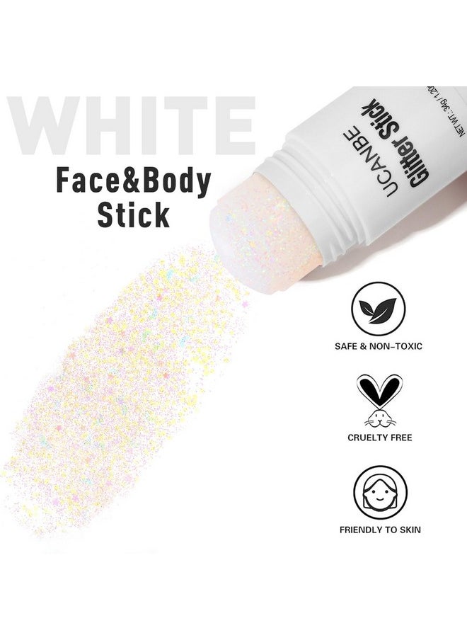 Ucanbe UCANBE White Body Glitter Stick for Singer Concerts Music Festivals, Face Glitter Makeup for Face Body Hair Eyes & Lips, Chunky Glitter Sparkling Mermaid Sequins for Women 1.2OZ  - Image 3