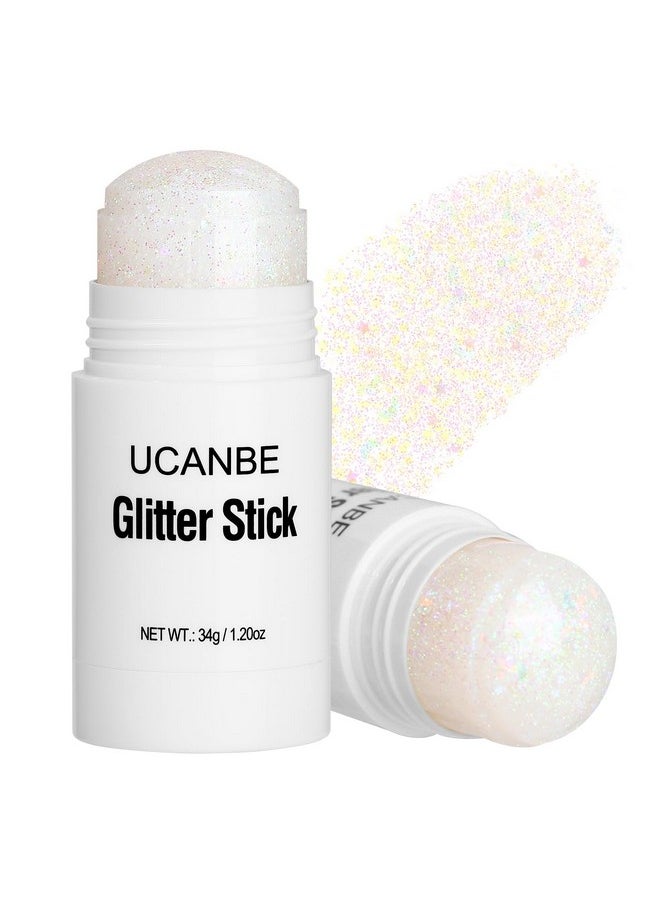 Ucanbe UCANBE White Body Glitter Stick for Singer Concerts Music Festivals, Face Glitter Makeup for Face Body Hair Eyes & Lips, Chunky Glitter Sparkling Mermaid Sequins for Women 1.2OZ  - Image 1