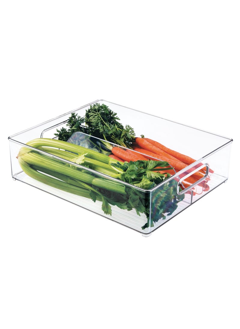 InterDesign iDesign Recycled Plastic Resipreme Divided Fridge and Freezer, 12” x 4” x 14.5”, Clear  - Image 1