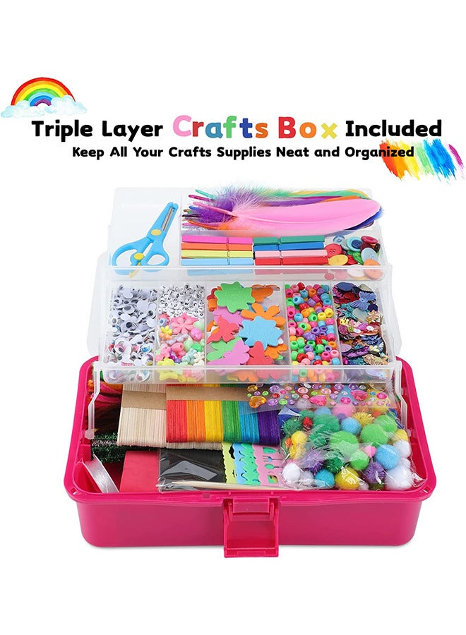 Children's Arts and Crafts Supplies 1600+diy Craft Sets Scraping Paper Art Sets Gift for 4+children (pink) - Image 2