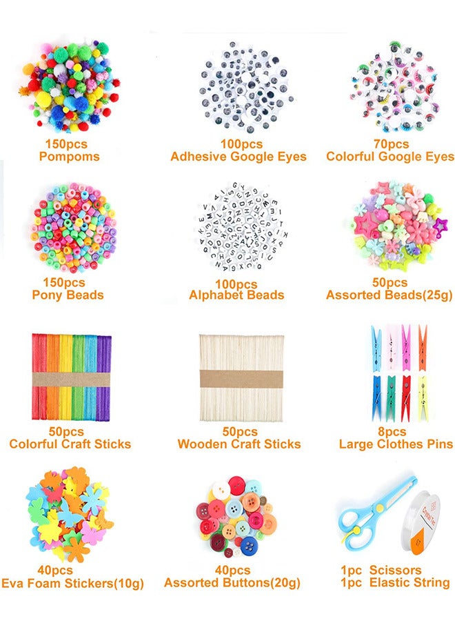 Children's Arts and Crafts Supplies 1600+diy Craft Sets Scraping Paper Art Sets Gift for 4+children (pink) - Image 4