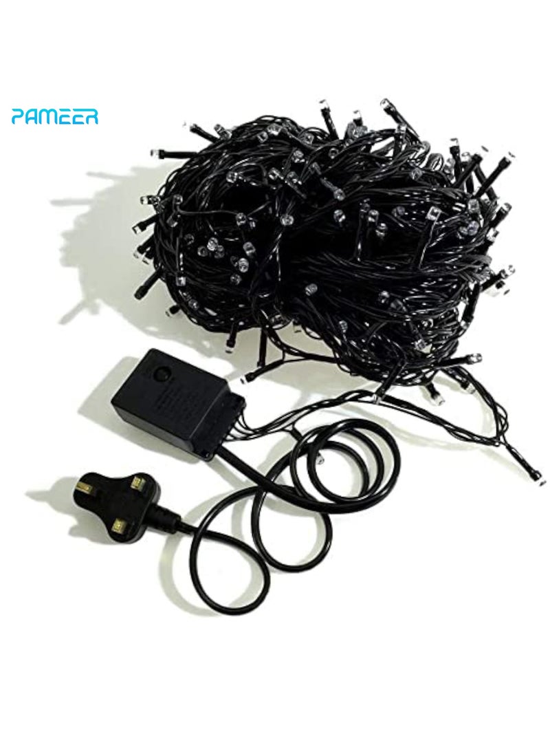 PAMEER - Warm White LED String Lights Black Wire Plug-in 60ft 248 LEDs String Home Decorative LED Strip for Christmas EID Ramadan Diwali and Wedding Parties Decoration Box Button Control 8 Modes - Image 1
