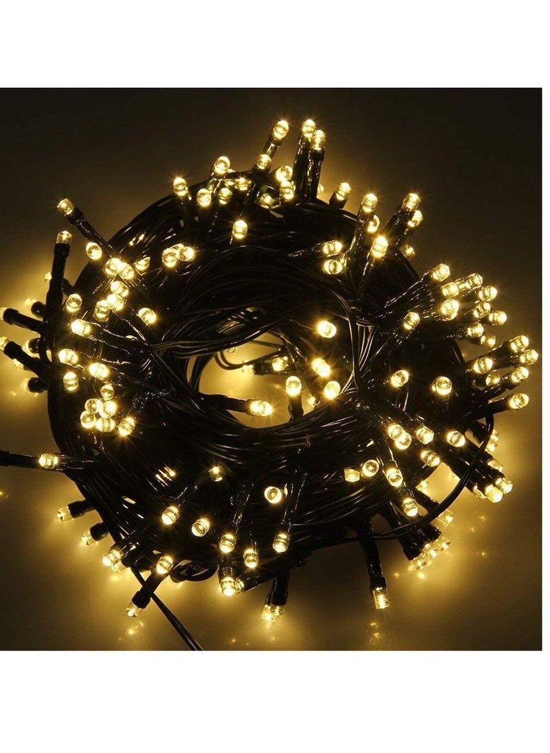 PAMEER - Warm White LED String Lights Black Wire Plug-in 60ft 248 LEDs String Home Decorative LED Strip for Christmas EID Ramadan Diwali and Wedding Parties Decoration Box Button Control 8 Modes - Image 1