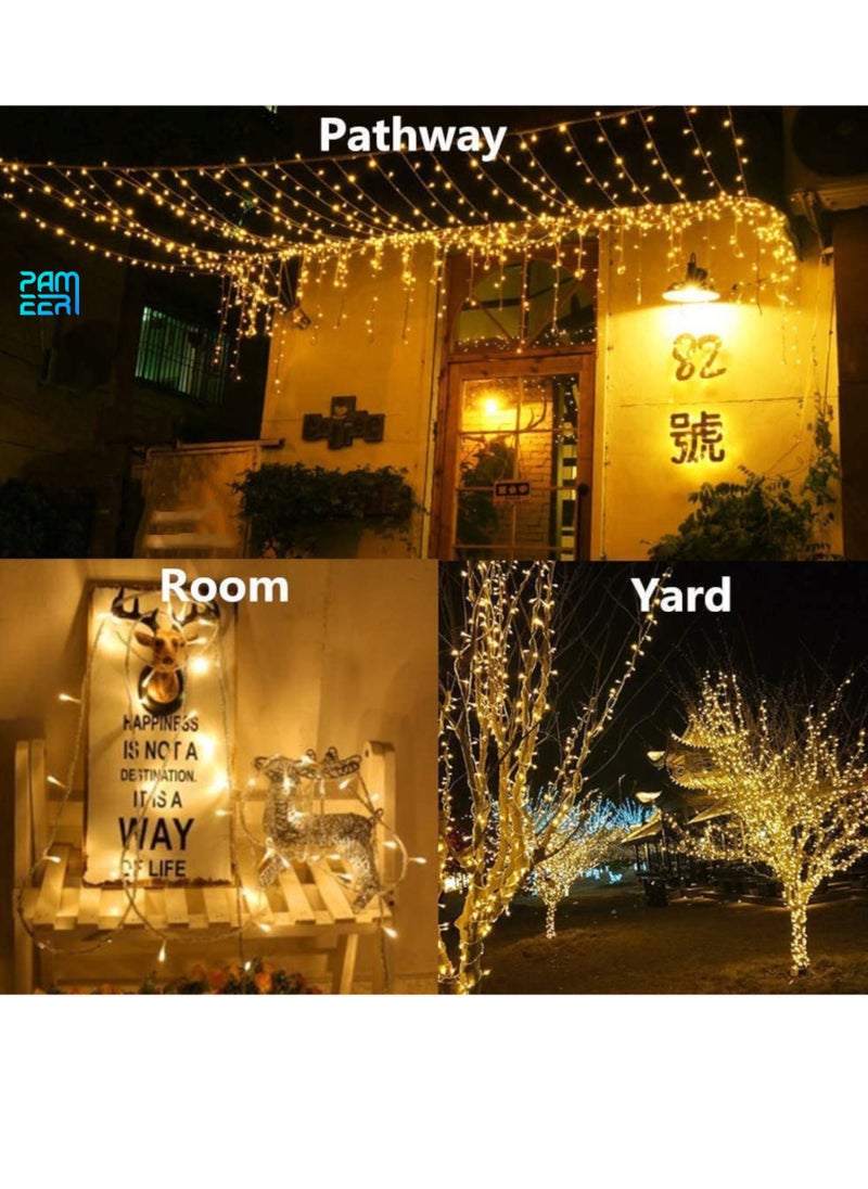 PAMEER - Warm White LED String Lights Black Wire Plug-in 60ft 248 LEDs String Home Decorative LED Strip for Christmas EID Ramadan Diwali and Wedding Parties Decoration Box Button Control 8 Modes - Image 1