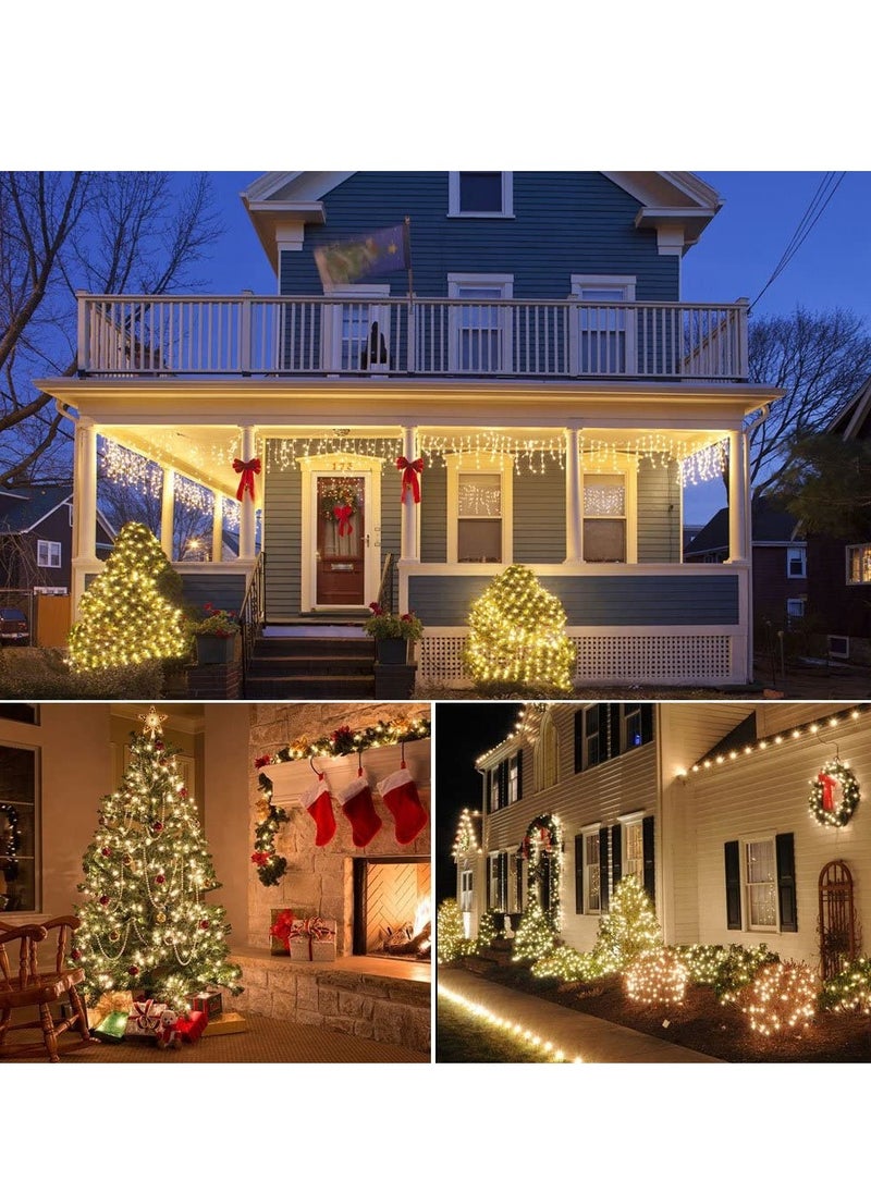 PAMEER - Warm White LED String Lights Black Wire Plug-in 60ft 248 LEDs String Home Decorative LED Strip for Christmas EID Ramadan Diwali and Wedding Parties Decoration Box Button Control 8 Modes - Image 1