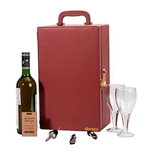 Abrazo Wine Accessories Set | Leatherette Gift Box with 2 Wine Glass & 3 Wine Accessories - Image 2