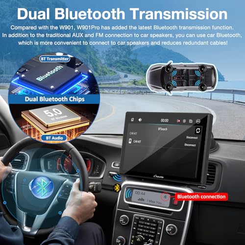 Carpuride W901 Pro Portable Carplay & Android Auto with Dula Bluetooth, 9 inch 1080P Touch Screen, Mirror Link/GPS/Siri/FM, Support Truck Dashboard Mounted - Image 3