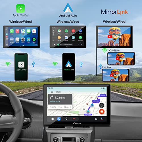 Carpuride W901 Pro Portable Carplay & Android Auto with Dula Bluetooth, 9 inch 1080P Touch Screen, Mirror Link/GPS/Siri/FM, Support Truck Dashboard Mounted - Image 2