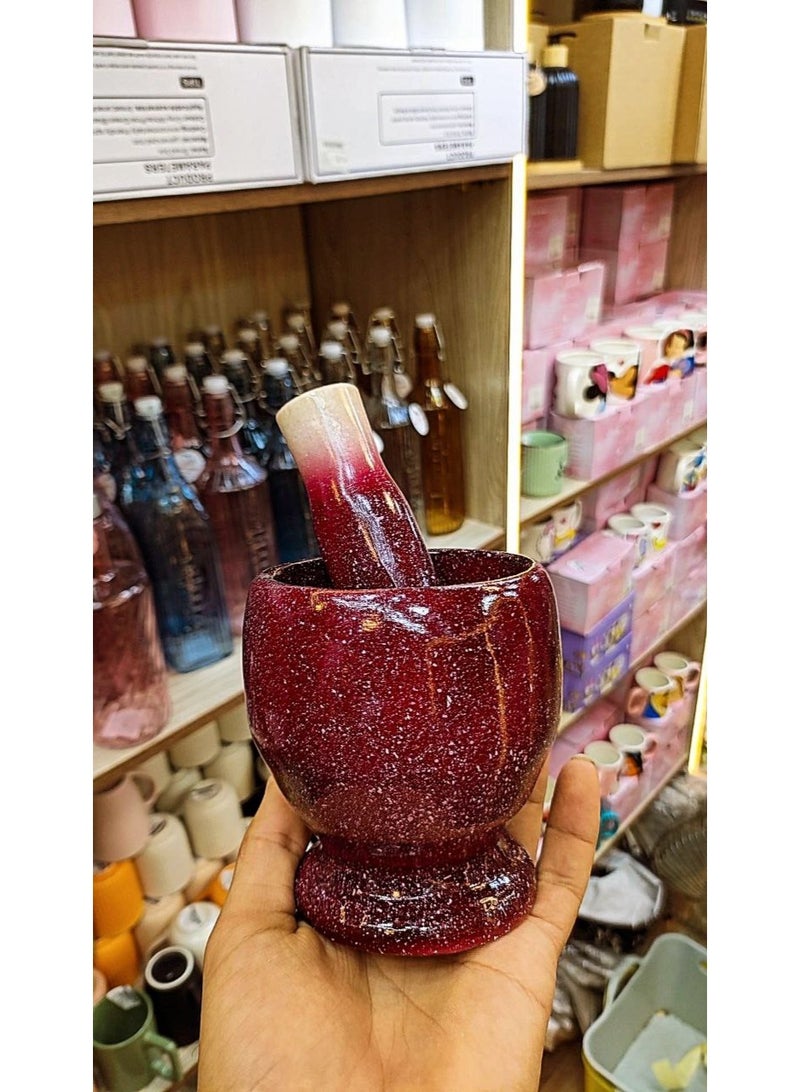 هاون رخامى بيد رخامى مطحنة توابل وحبوب الفلفل مثالية لطحن الثوم والبصل - Image 4