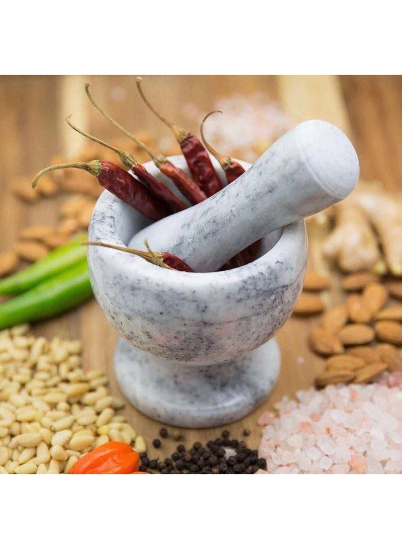 هاون رخامى بيد رخامى مطحنة توابل وحبوب الفلفل مثالية لطحن الثوم والبصل - Image 5