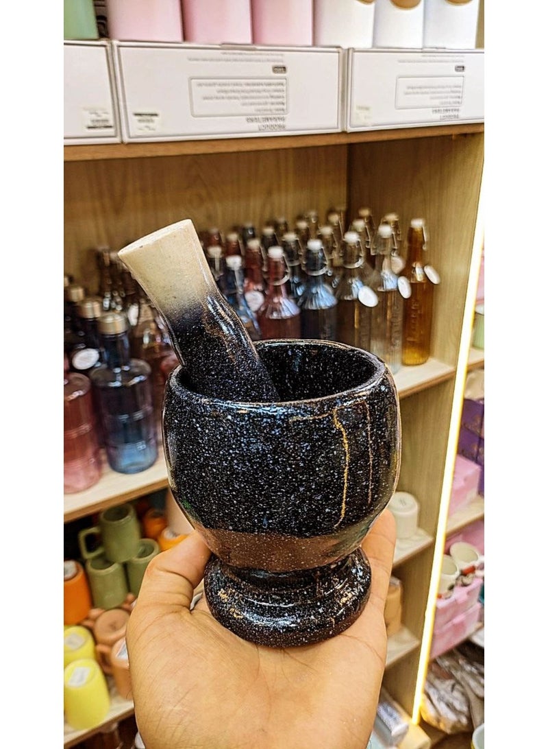 هاون رخامى بيد رخامى مطحنة توابل وحبوب الفلفل مثالية لطحن الثوم والبصل - Image 3