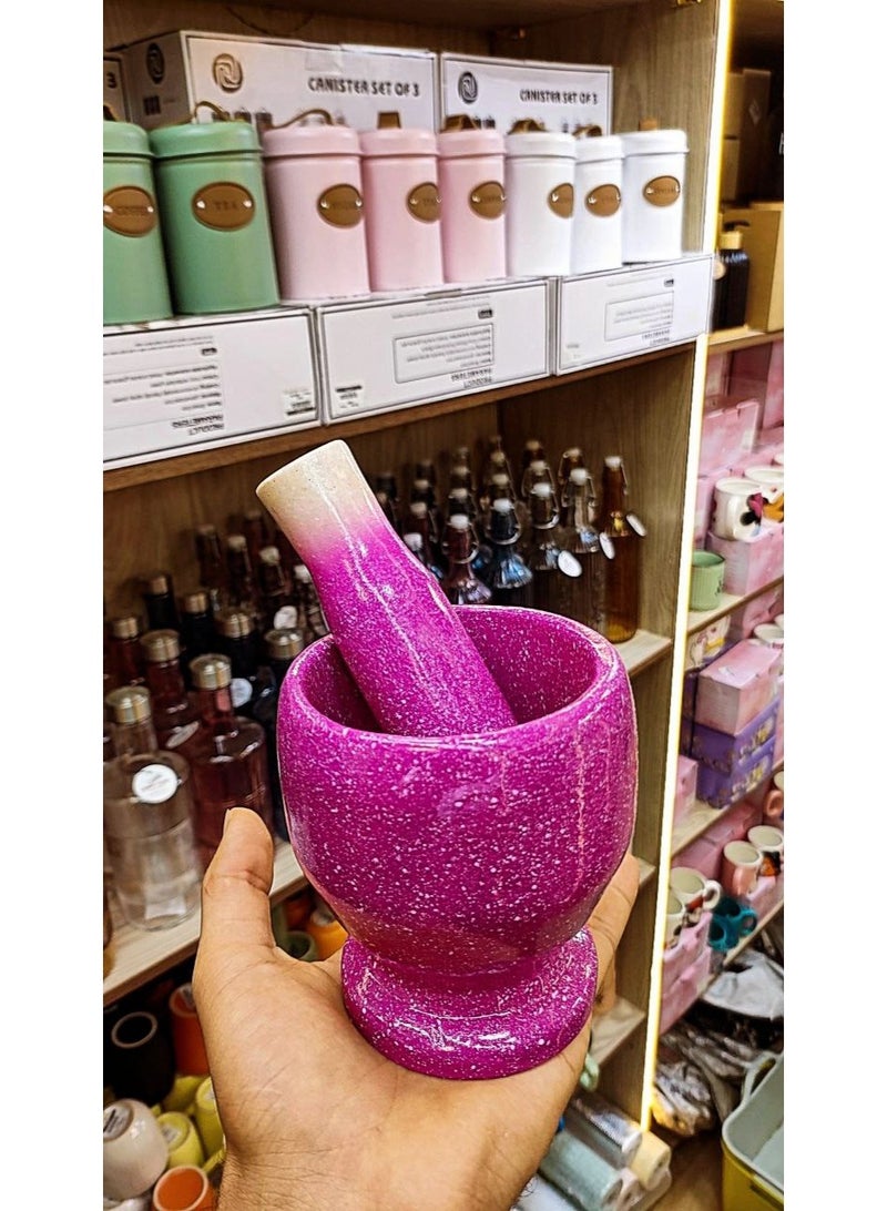 هاون رخامى بيد رخامى مطحنة توابل وحبوب الفلفل مثالية لطحن الثوم والبصل - Image 2