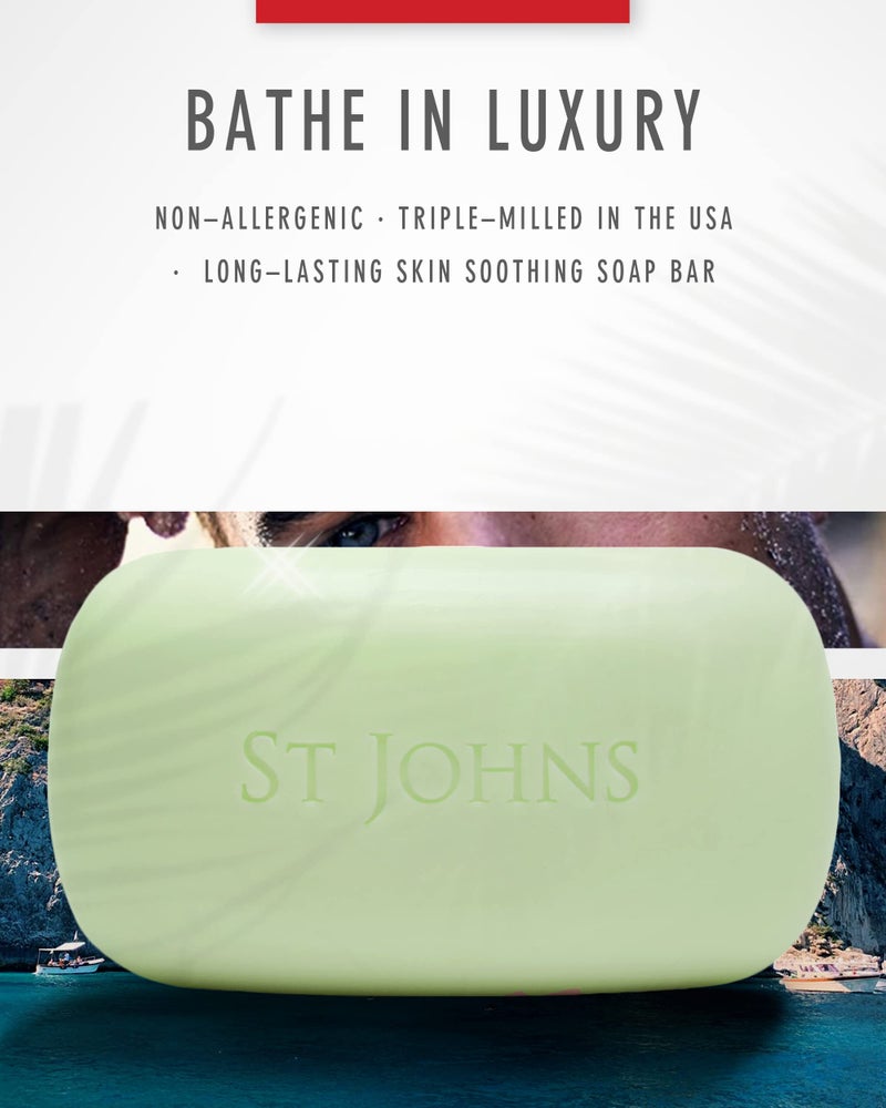 St. John West Indian Lime Soap Bar | Refreshing Caribbean Citrus Soap for Men | USA Made, Triple-milled Soap Bar | Luxury, Hydrating Body Soap with Olive Oil & Glycerine | (7 oz Bar) - Image 3