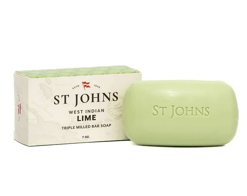 St. John West Indian Lime Soap Bar | Refreshing Caribbean Citrus Soap for Men | USA Made, Triple-milled Soap Bar | Luxury, Hydrating Body Soap with Olive Oil & Glycerine | (7 oz Bar) - Image 1