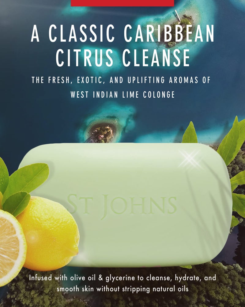 St. John West Indian Lime Soap Bar | Refreshing Caribbean Citrus Soap for Men | USA Made, Triple-milled Soap Bar | Luxury, Hydrating Body Soap with Olive Oil & Glycerine | (7 oz Bar) - Image 4