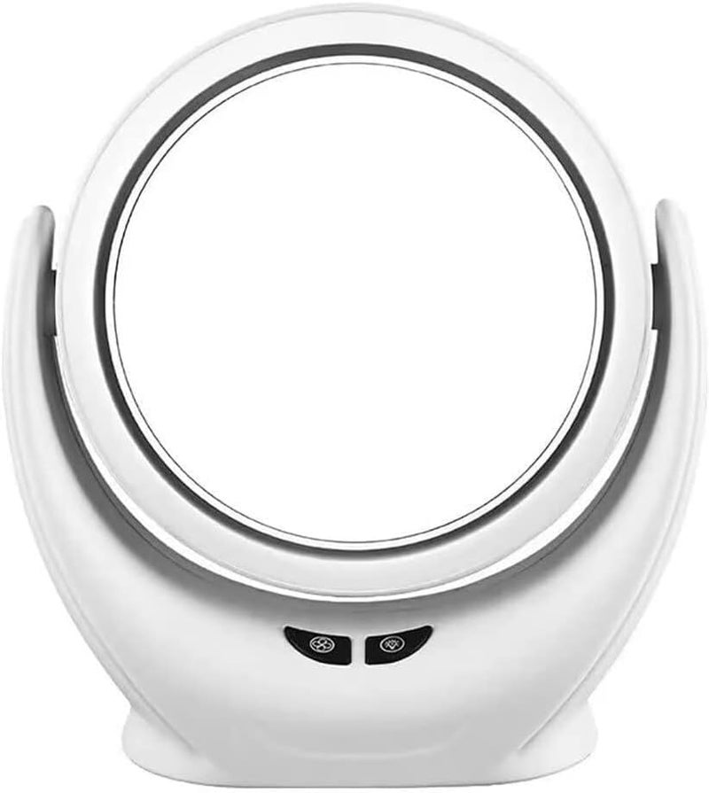 SONIQE SONIQE USB Desktop FanMini Table Fan With Led Vanity MirrorDormitory Household beauty Mirror With FanMultiFunction Mirror Fan5Blades FanDouble Button ControlLow Noise 360 Rotatable Round  - Image 1