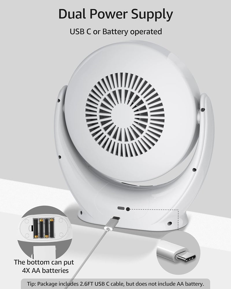 SONIQE SONIQE USB Desktop FanMini Table Fan With Led Vanity MirrorDormitory Household beauty Mirror With FanMultiFunction Mirror Fan5Blades FanDouble Button ControlLow Noise 360 Rotatable Round  - Image 3