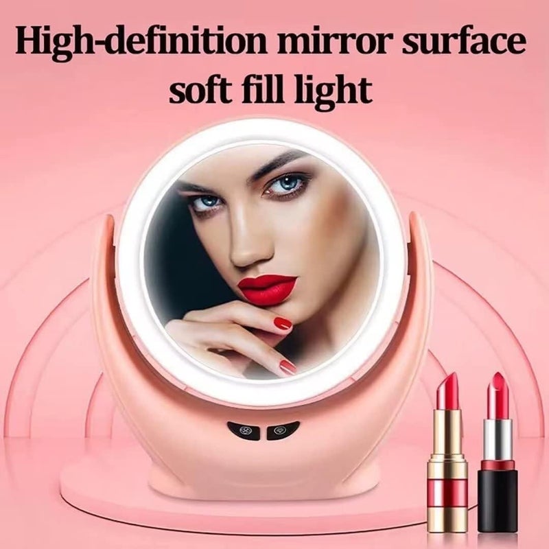 SONIQE SONIQE USB Desktop FanMini Table Fan With Led Vanity MirrorDormitory Household beauty Mirror With FanMultiFunction Mirror Fan5Blades FanDouble Button ControlLow Noise 360 Rotatable Round  - Image 5