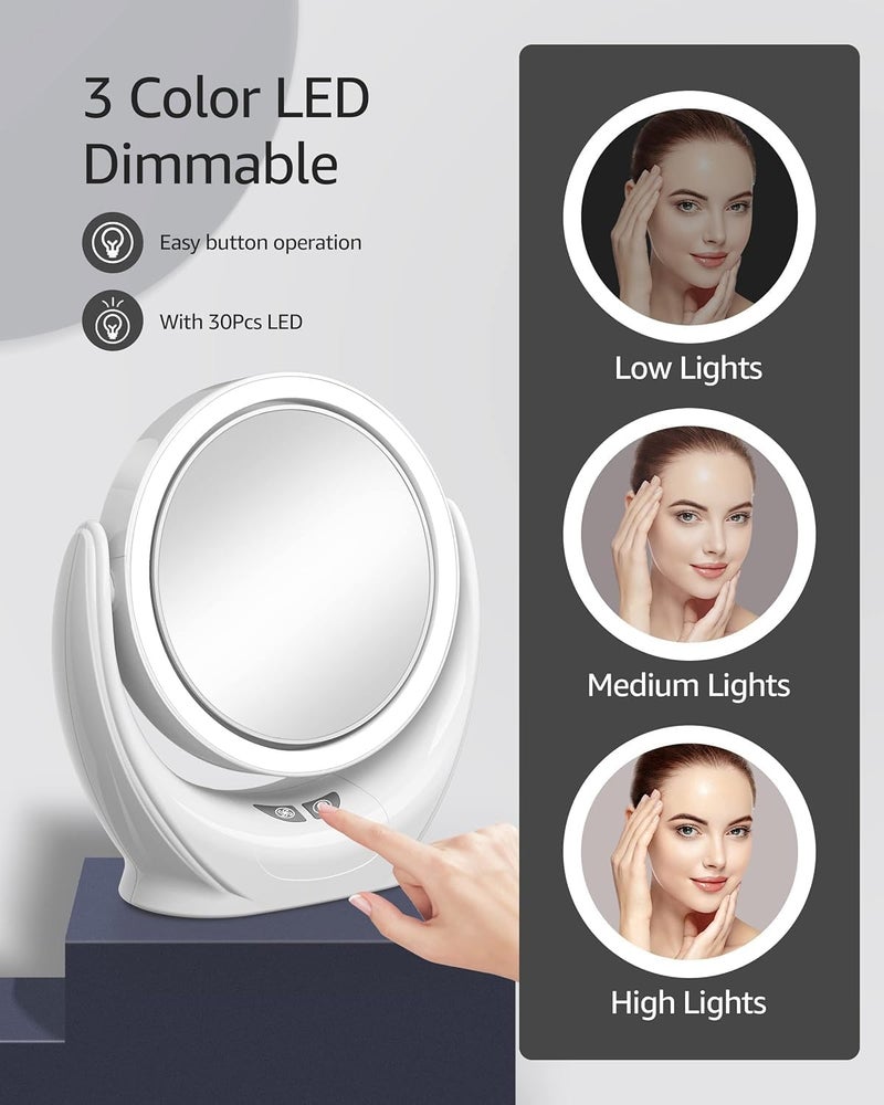 SONIQE SONIQE USB Desktop FanMini Table Fan With Led Vanity MirrorDormitory Household beauty Mirror With FanMultiFunction Mirror Fan5Blades FanDouble Button ControlLow Noise 360 Rotatable Round  - Image 2