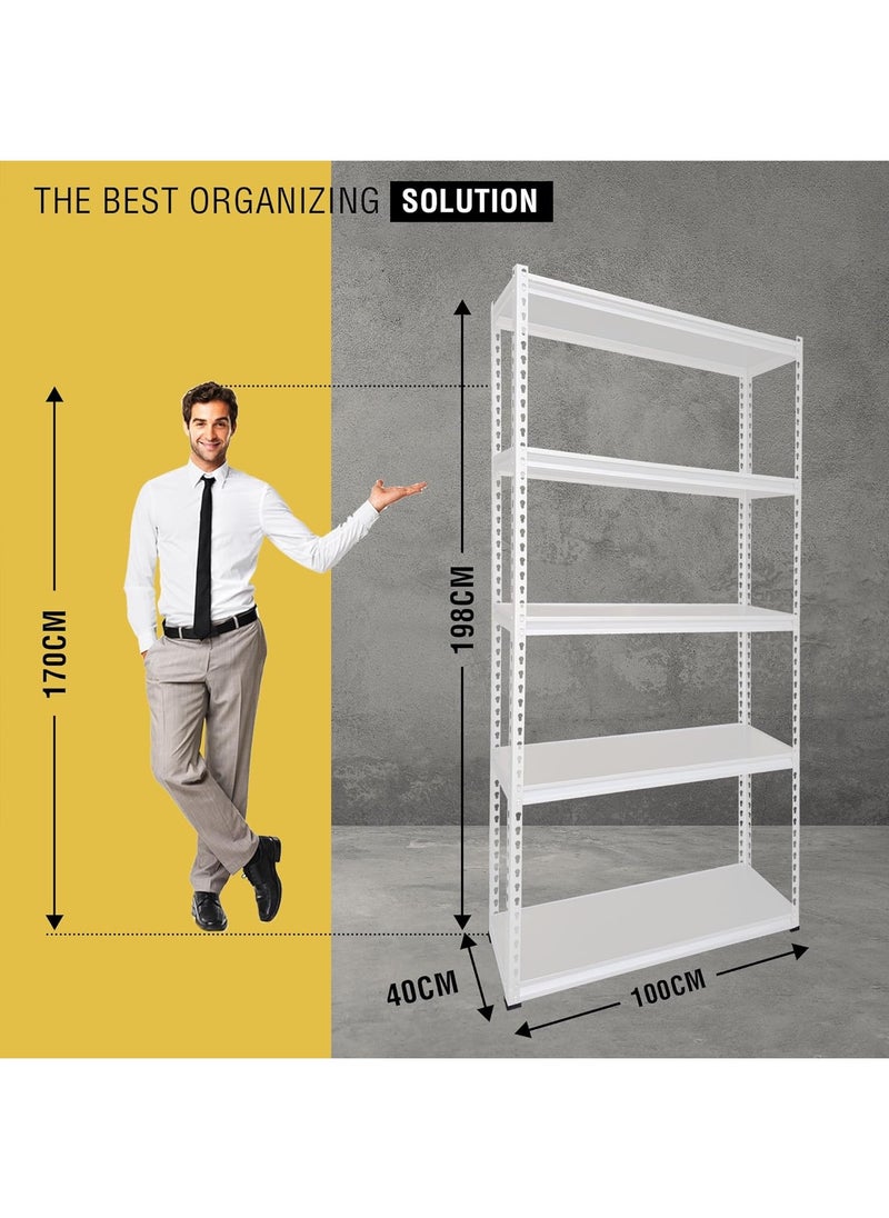 Kheera - 5-Tier Heavy Duty Storage Shelf (40cm Depth) Rack for Home, Garage & Warehouse (White) - Image 1