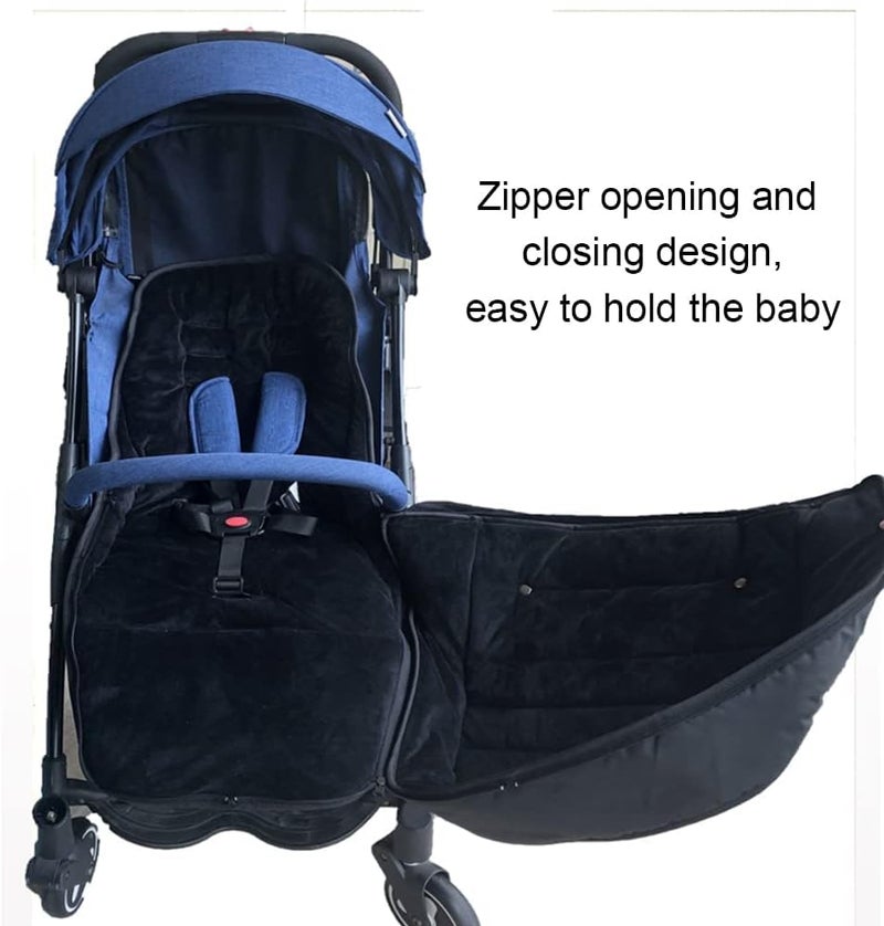 Universal Baby Footmuffs and Sleeping Bag for Pushchairs and Strollers, Warm and Waterproof Thermo Fleece, Extra Long Design for Infants and Toddlers in Black - Image 4