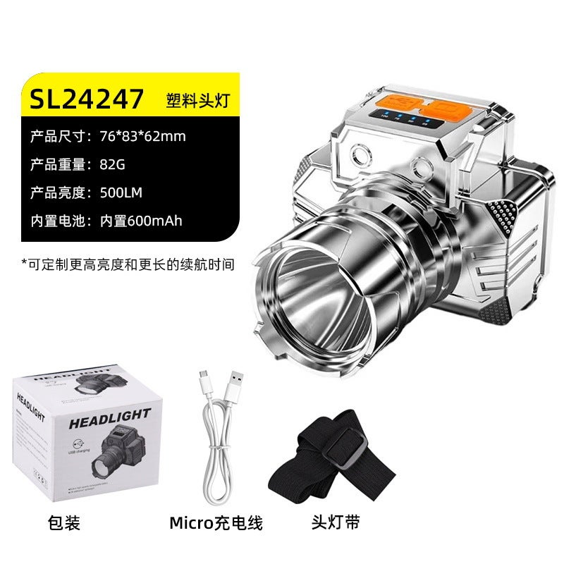 Outdoor Led Mini Ultra-Light Strong Light Headlamp Floodlight Night Fishing Hiking Miner Lamp Running Camping Headlamp Factory Batch [small fishing light] 14500 color box set sl24247l