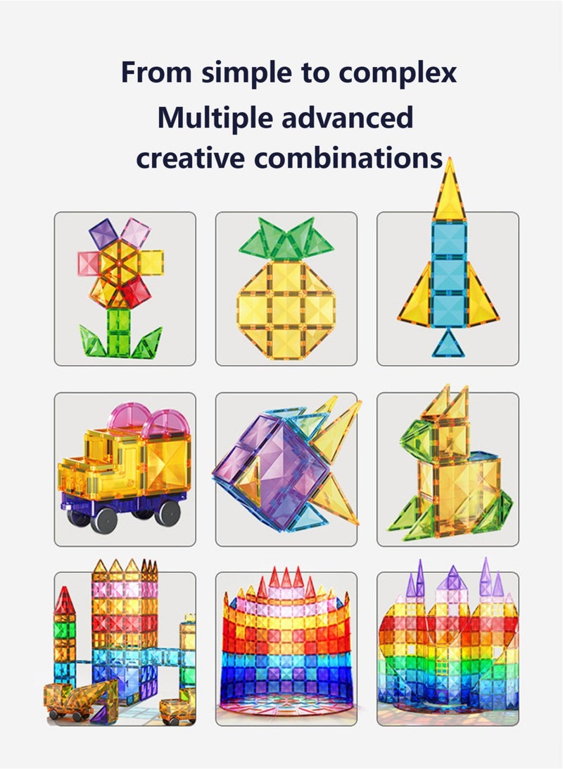 Beauenty 60 Pcs Magnetic Tiles for Kids - STEM Building Blocks with Strong Magnets, Safe Smooth Edges | Educational Construction Toys for Boys  Girls Age 3+ - Image 4