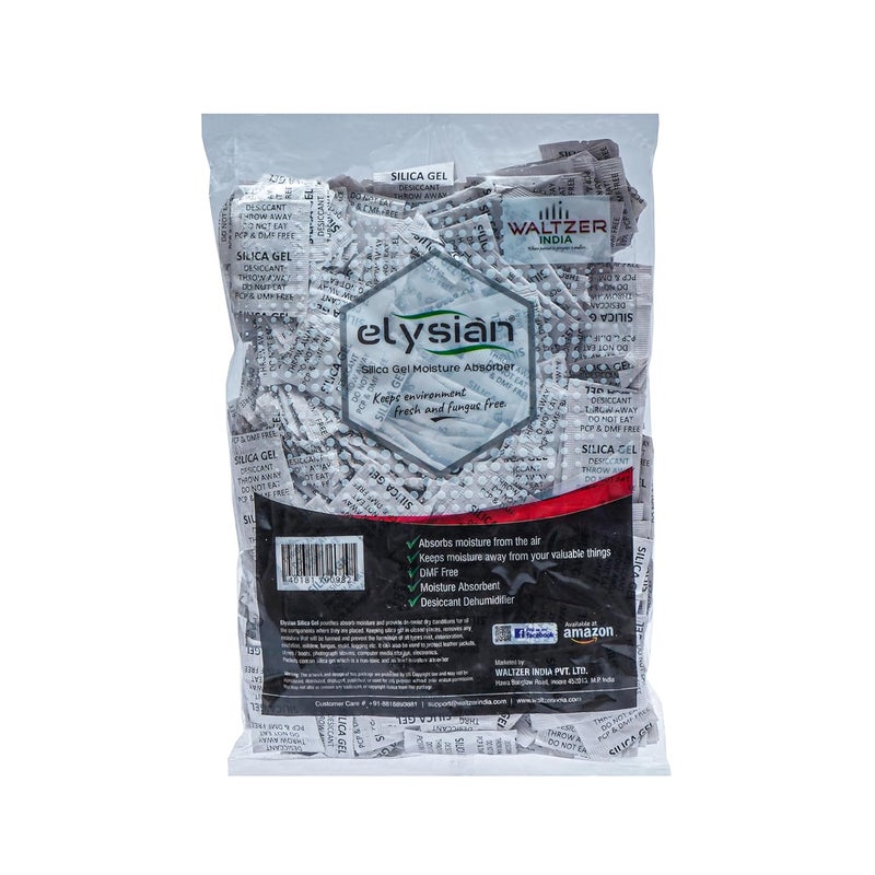 Elysian Silica Gel Pouch 2 gram Pouch WhiteDesiccantMoisture Absorbent 2 Gram X 25Pcs aprox 50 Gram Moisture Absorber for Room Wardrobe Camera and Lenses to Avoid Moisture and Fungus - Image 1